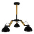 GloboStar® OLD SCHOOL 01093 Μοντέρνο Industrial Φωτιστικό Οροφής Τρίφωτο Μαύρο Μεταλλικό με Φυσικό Ξύλο Καμπάνα Φ75 x Y38cm - ledmania.gr