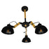 GloboStar® OLD SCHOOL 01093 Μοντέρνο Industrial Φωτιστικό Οροφής Τρίφωτο Μαύρο Μεταλλικό με Φυσικό Ξύλο Καμπάνα Φ75 x Y38cm - ledmania.gr