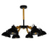 GloboStar® OLD SCHOOL 01094 Μοντέρνο Φωτιστικό Οροφής Πολύφωτο Μαύρο Μεταλλικό με Φυσικό Ξύλο Καμπάνα Φ75 x Y38cm - ledmania.gr