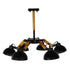 GloboStar® OLD SCHOOL 01094 Μοντέρνο Φωτιστικό Οροφής Πολύφωτο Μαύρο Μεταλλικό με Φυσικό Ξύλο Καμπάνα Φ75 x Y38cm - ledmania.gr