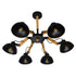 GloboStar® OLD SCHOOL 01094 Μοντέρνο Φωτιστικό Οροφής Πολύφωτο Μαύρο Μεταλλικό με Φυσικό Ξύλο Καμπάνα Φ75 x Y38cm - ledmania.gr