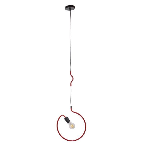 GloboStar® LIBBY 01095-1 Μοντέρνο Κρεμαστό Παιδικό Φωτιστικό Οροφής Μονόφωτο Κόκκινο Μεταλλικό Φ28 x Υ100cm - ledmania.gr