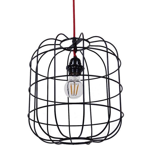 GloboStar® PARROT 01099 Μοντέρνο Industrial Κρεμαστό Φωτιστικό Οροφής Μονόφωτο Μαύρο Μεταλλικό Πλέγμα Φ30 x Y35cm - ledmania.gr