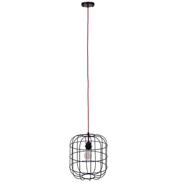 GloboStar® PARROT 01099 Μοντέρνο Industrial Κρεμαστό Φωτιστικό Οροφής Μονόφωτο Μαύρο Μεταλλικό Πλέγμα Φ30 x Y35cm - ledmania.gr