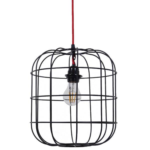GloboStar® PARROT 01099 Μοντέρνο Industrial Κρεμαστό Φωτιστικό Οροφής Μονόφωτο Μαύρο Μεταλλικό Πλέγμα Φ30 x Y35cm - ledmania.gr