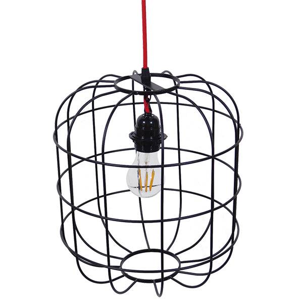 GloboStar® PARROT 01099 Μοντέρνο Industrial Κρεμαστό Φωτιστικό Οροφής Μονόφωτο Μαύρο Μεταλλικό Πλέγμα Φ30 x Y35cm - ledmania.gr