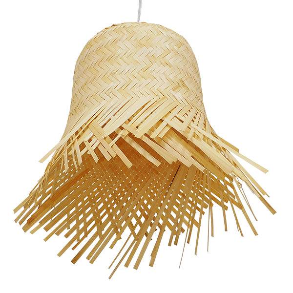 GloboStar® HAWAII 01103 Vintage Κρεμαστό Φωτιστικό Οροφής Μονόφωτο Μπέζ Ξύλινο Ψάθινο Bamboo Φ40 x Υ43cm - ledmania.gr