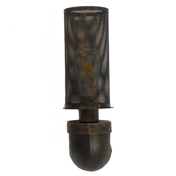 GloboStar® RAZA 01105 Vintage Industrial Φωτιστικό Τοίχου Απλίκα Μονόφωτο Καφέ Σκουριά Μεταλλικό Πλέγμα Φ10 x Μ13 x Π10 x Υ39cm - ledmania.gr
