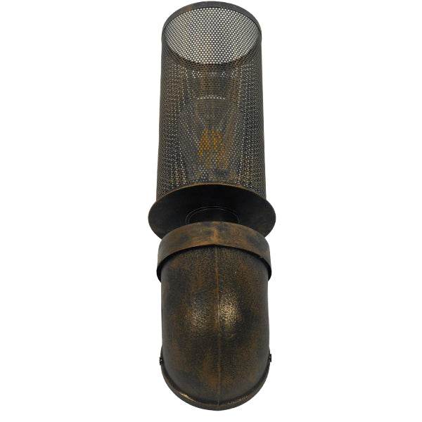 GloboStar® RAZA 01105 Vintage Industrial Φωτιστικό Τοίχου Απλίκα Μονόφωτο Καφέ Σκουριά Μεταλλικό Πλέγμα Φ10 x Μ13 x Π10 x Υ39cm - ledmania.gr