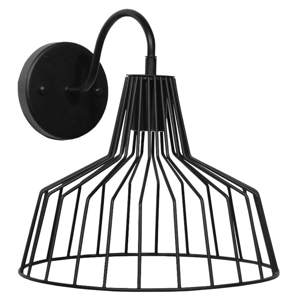 GloboStar® TRIUMPH 01117 Vintage Industrial Φωτιστικό Τοίχου Απλίκα Μονόφωτο Μαύρο Μεταλλικό Πλέγμα Καμπάνα Φ30 x Μ35 x Π30 x Υ32cm - ledmania.gr