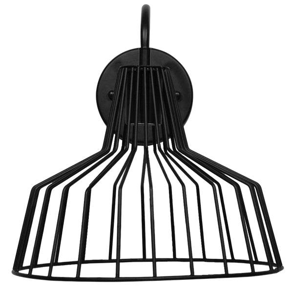 GloboStar® TRIUMPH 01117 Vintage Industrial Φωτιστικό Τοίχου Απλίκα Μονόφωτο Μαύρο Μεταλλικό Πλέγμα Καμπάνα Φ30 x Μ35 x Π30 x Υ32cm - ledmania.gr