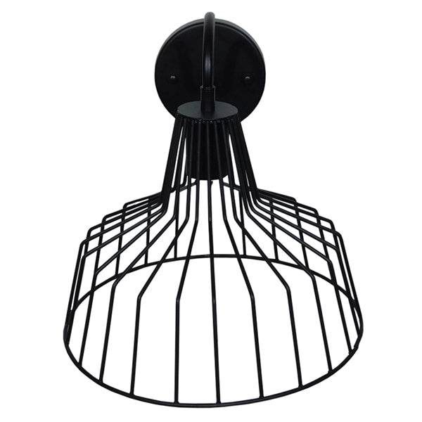 GloboStar® TRIUMPH 01117 Vintage Industrial Φωτιστικό Τοίχου Απλίκα Μονόφωτο Μαύρο Μεταλλικό Πλέγμα Καμπάνα Φ30 x Μ35 x Π30 x Υ32cm - ledmania.gr