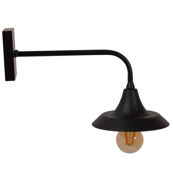 GloboStar® PHIA 01122 Vintage Industrial Φωτιστικό Τοίχου Απλίκα Μονόφωτο Μαύρο Μεταλλικό Καμπάνα Φ17 x Μ27 x Π17 x Υ20.5cm - ledmania.gr