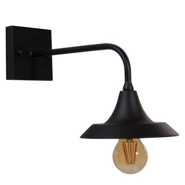 GloboStar® PHIA 01122 Vintage Industrial Φωτιστικό Τοίχου Απλίκα Μονόφωτο Μαύρο Μεταλλικό Καμπάνα Φ17 x Μ27 x Π17 x Υ20.5cm - ledmania.gr