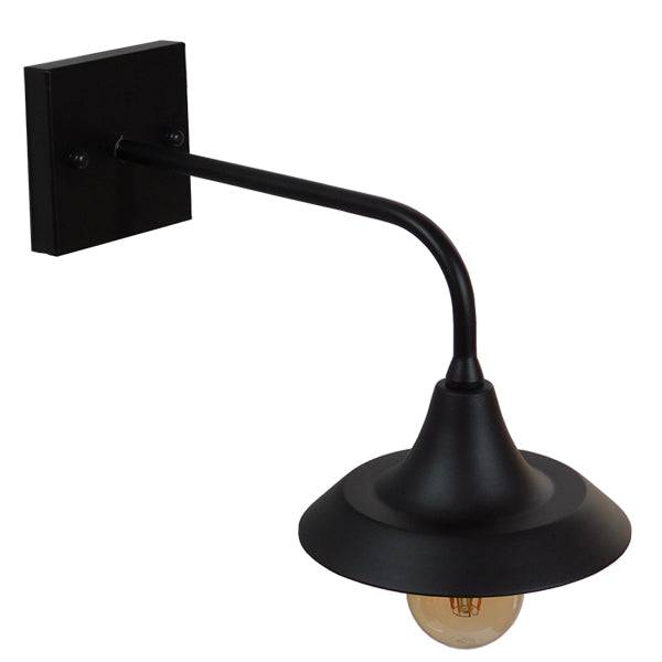 GloboStar® PHIA 01122 Vintage Industrial Φωτιστικό Τοίχου Απλίκα Μονόφωτο Μαύρο Μεταλλικό Καμπάνα Φ17 x Μ27 x Π17 x Υ20.5cm - ledmania.gr