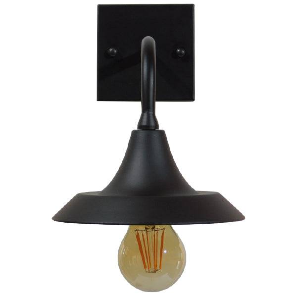 GloboStar® PHIA 01122 Vintage Industrial Φωτιστικό Τοίχου Απλίκα Μονόφωτο Μαύρο Μεταλλικό Καμπάνα Φ17 x Μ27 x Π17 x Υ20.5cm - ledmania.gr