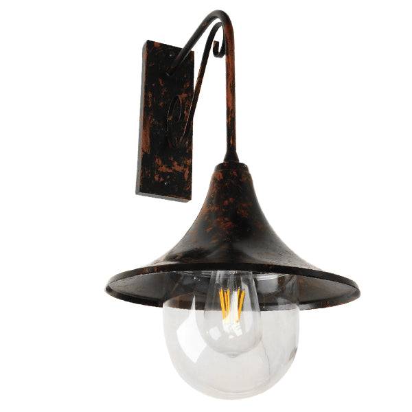 GloboStar® ANNIEL 01124 Vintage Φωτιστικό Τοίχου Απλίκα Μονόφωτο Καφέ Σκουριά Μεταλλικό Καμπάνα Φ28 x Μ40.5 x Π28 x Υ56.5cm - ledmania.gr