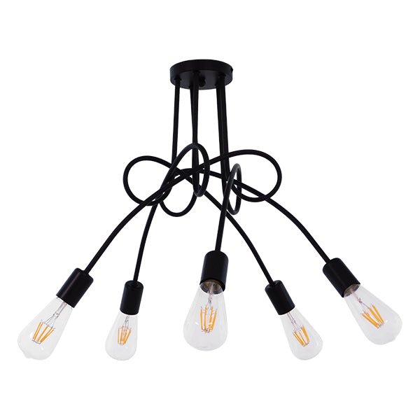 GloboStar® PAULELI 01127 Μοντέρνο Industrial Φωτιστικό Οροφής Πολύφωτο Μαύρο Μεταλλικό Φ76 x Y38cm - ledmania.gr