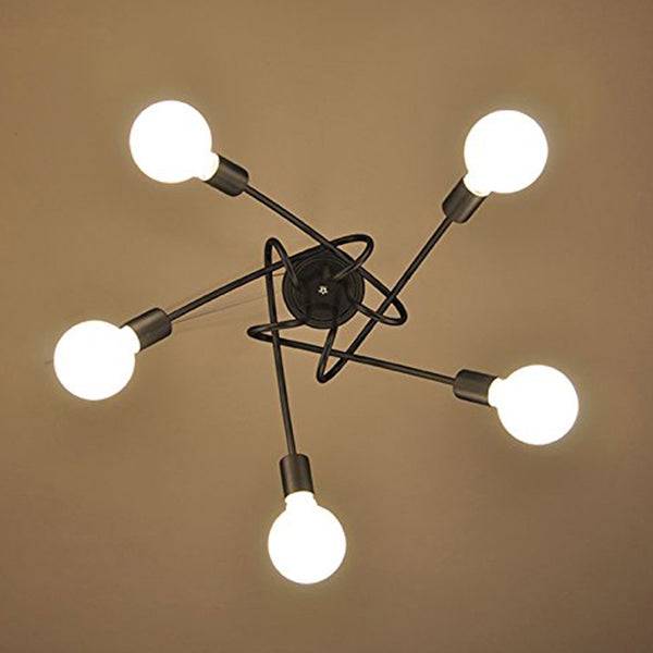 GloboStar® PAULELI 01127 Μοντέρνο Industrial Φωτιστικό Οροφής Πολύφωτο Μαύρο Μεταλλικό Φ76 x Y38cm - ledmania.gr
