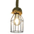 GloboStar® LAICO 01129 Vintage Κρεμαστό Φωτιστικό Οροφής Μονόφωτο Μπρούτζινο Σκουριά Μεταλλικό Πλέγμα με Μπεζ Σχοινί Φ12 x Y100cm - ledmania.gr