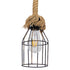 GloboStar® LAICO 01129 Vintage Κρεμαστό Φωτιστικό Οροφής Μονόφωτο Μπρούτζινο Σκουριά Μεταλλικό Πλέγμα με Μπεζ Σχοινί Φ12 x Y100cm - ledmania.gr
