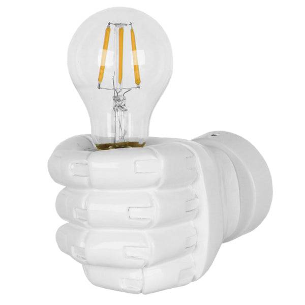 GloboStar® FIST 01137 Μοντέρνο Φωτιστικό Τοίχου Απλίκα Μονόφωτο Λευκό Γύψινο Μ15 x Π10 x Υ10cm - ledmania.gr