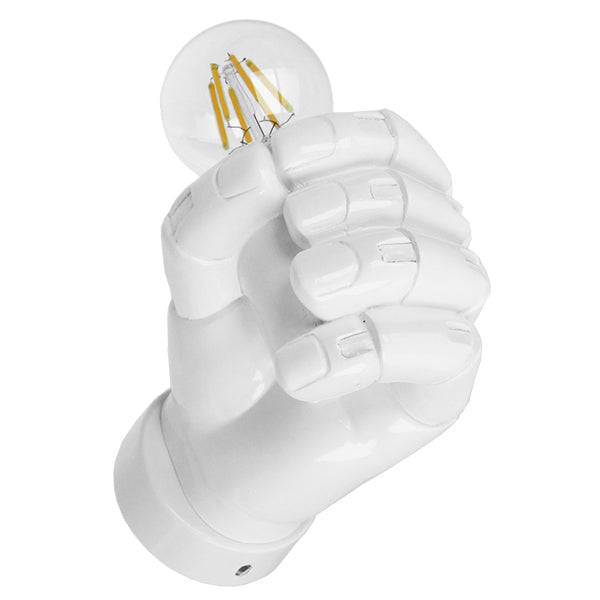 GloboStar® FIST 01137 Μοντέρνο Φωτιστικό Τοίχου Απλίκα Μονόφωτο Λευκό Γύψινο Μ15 x Π10 x Υ10cm - ledmania.gr