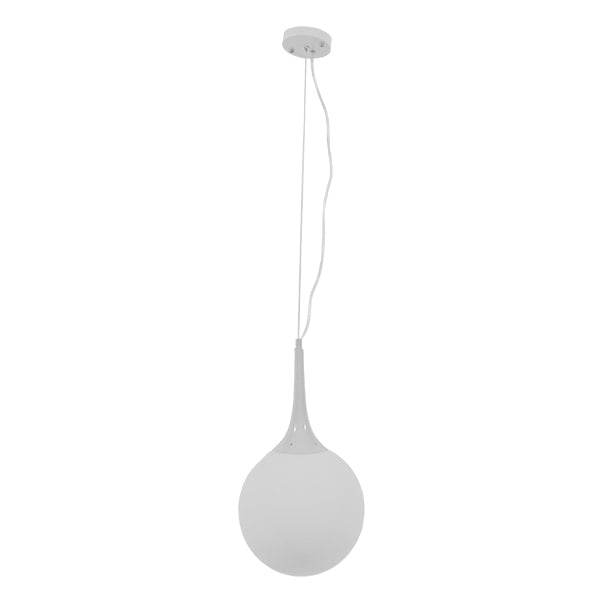 GloboStar® SPHERE 01143 Μοντέρνο Κρεμαστό Φωτιστικό Οροφής Μονόφωτο Λευκό Γυάλινο Φ25 x Y46.5cm - ledmania.gr