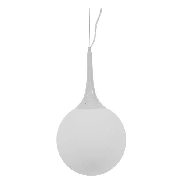 GloboStar® SPHERE 01143 Μοντέρνο Κρεμαστό Φωτιστικό Οροφής Μονόφωτο Λευκό Γυάλινο Φ25 x Y46.5cm - ledmania.gr