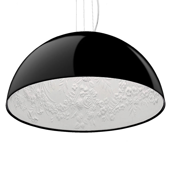 GloboStar® SERENIA BLACK 01151 Μοντέρνο Κρεμαστό Φωτιστικό Οροφής Μονόφωτο Μαύρο Γύψινο Καμπάνα Φ40 x Y19cm - ledmania.gr