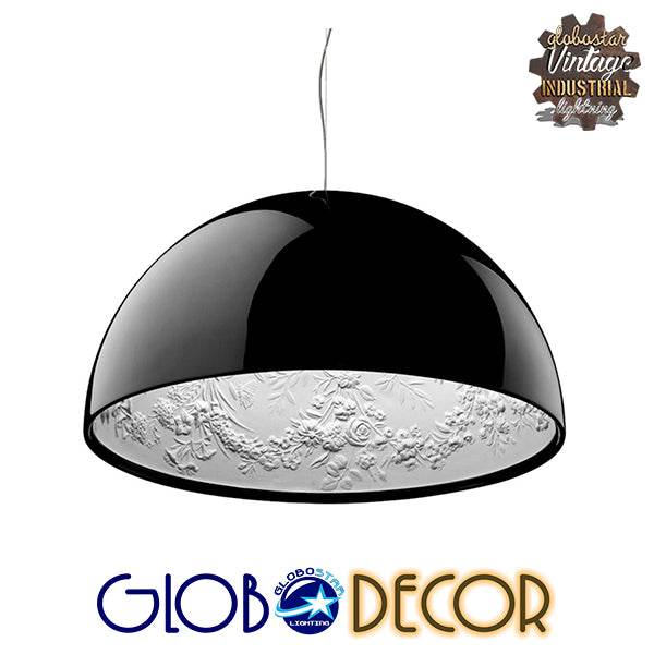 GloboStar® SERENIA BLACK 01151 Μοντέρνο Κρεμαστό Φωτιστικό Οροφής Μονόφωτο Μαύρο Γύψινο Καμπάνα Φ40 x Y19cm - ledmania.gr