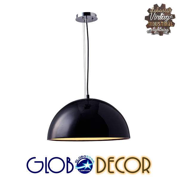 GloboStar® SERENIA BLACK 01151 Μοντέρνο Κρεμαστό Φωτιστικό Οροφής Μονόφωτο Μαύρο Γύψινο Καμπάνα Φ40 x Y19cm - ledmania.gr