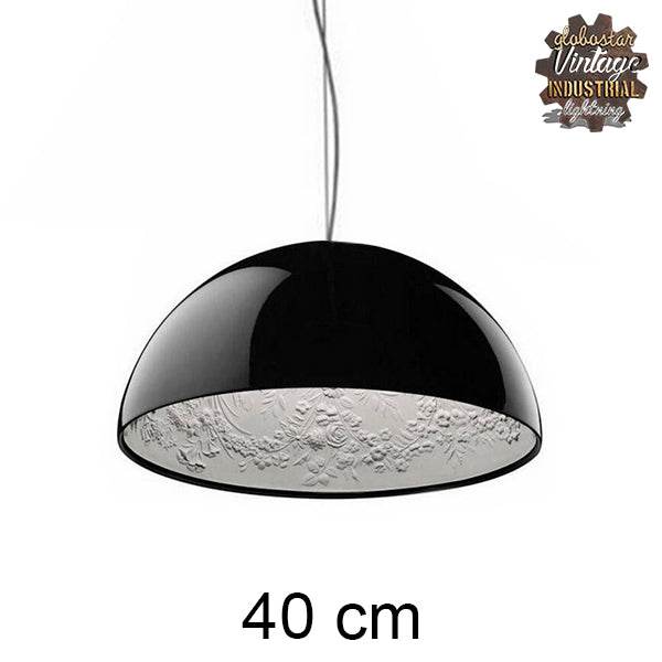 GloboStar® SERENIA BLACK 01151 Μοντέρνο Κρεμαστό Φωτιστικό Οροφής Μονόφωτο Μαύρο Γύψινο Καμπάνα Φ40 x Y19cm - ledmania.gr