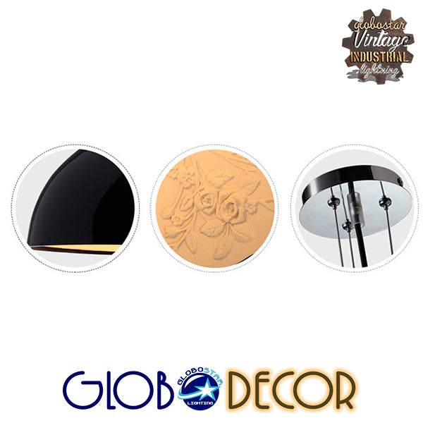 GloboStar® SERENIA BLACK 01151 Μοντέρνο Κρεμαστό Φωτιστικό Οροφής Μονόφωτο Μαύρο Γύψινο Καμπάνα Φ40 x Y19cm - ledmania.gr