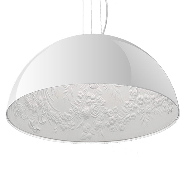GloboStar® SERENIA WHITE 01152 Μοντέρνο Κρεμαστό Φωτιστικό Οροφής Μονόφωτο Λευκό Γύψινο Καμπάνα Φ40 x 19cm - ledmania.gr