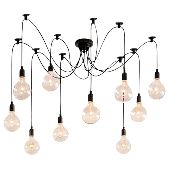 GloboStar® WIRED 01173 Vintage Φωτιστικό Οροφής Πολύφωτο Μαύρο - ledmania.gr
