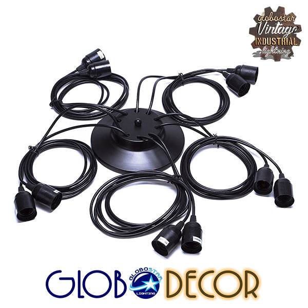 GloboStar® WIRED 01173 Vintage Φωτιστικό Οροφής Πολύφωτο Μαύρο - ledmania.gr