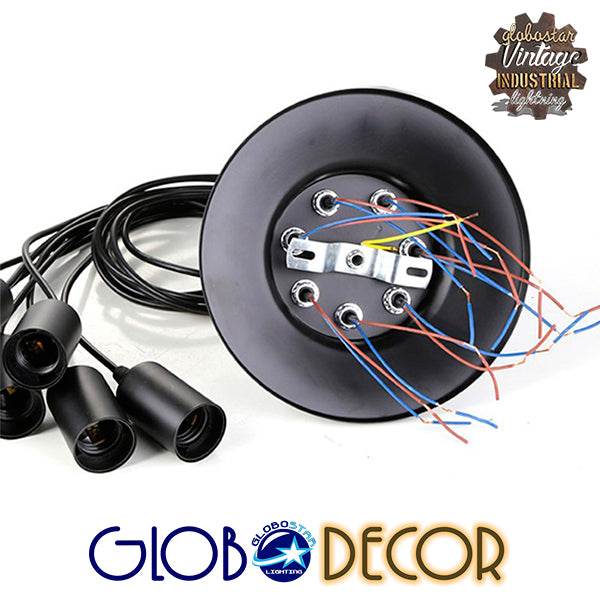 GloboStar® WIRED 01173 Vintage Φωτιστικό Οροφής Πολύφωτο Μαύρο - ledmania.gr