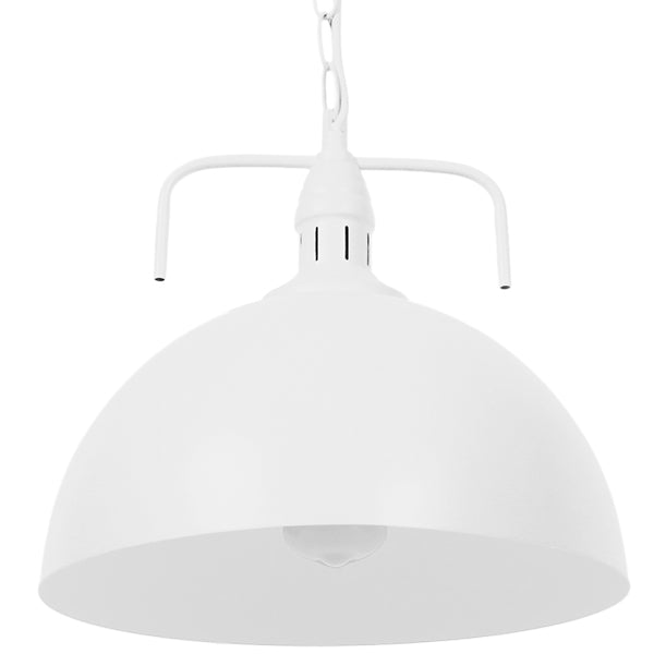 GloboStar® LARKIN 01174 Vintage Κρεμαστό Φωτιστικό Οροφής Μονόφωτο Λευκό Μεταλλικό Καμπάνα Φ31 x Y30cm - ledmania.gr