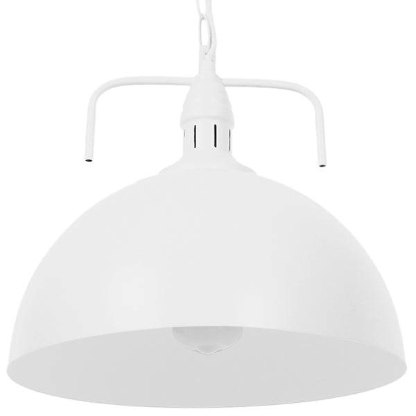 GloboStar® LARKIN 01174 Vintage Κρεμαστό Φωτιστικό Οροφής Μονόφωτο Λευκό Μεταλλικό Καμπάνα Φ31 x Y30cm - ledmania.gr