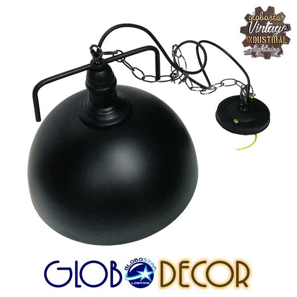 GloboStar® LARKIN 01175 Vintage Κρεμαστό Φωτιστικό Οροφής Μονόφωτο Μαύρο Μεταλλικό Καμπάνα Φ31 x Y30cm - ledmania.gr