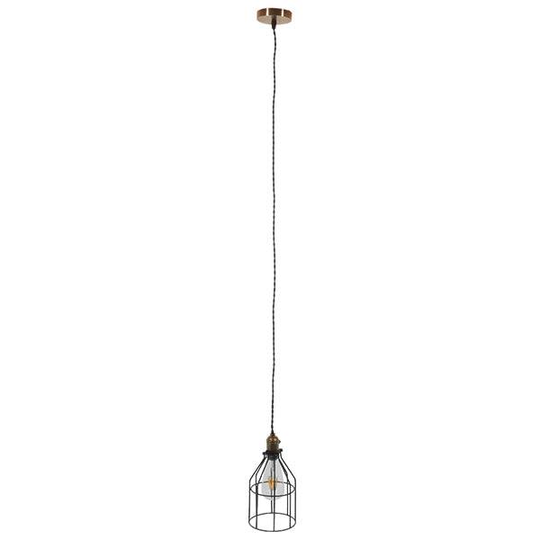 GloboStar® GALOT 01179 Vintage Industrial Κρεμαστό Φωτιστικό Οροφής Μονόφωτο Μαύρο Μεταλλικό Πλέγμα Φ14 x Y26cm - ledmania.gr