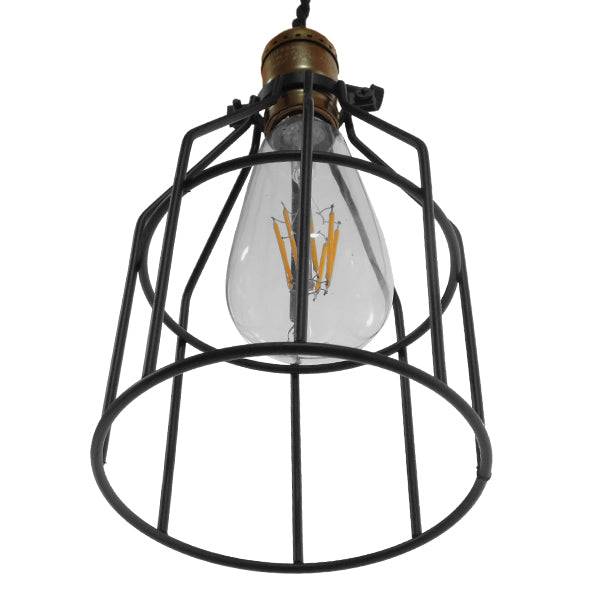GloboStar® GALOT 01179 Vintage Industrial Κρεμαστό Φωτιστικό Οροφής Μονόφωτο Μαύρο Μεταλλικό Πλέγμα Φ14 x Y26cm - ledmania.gr