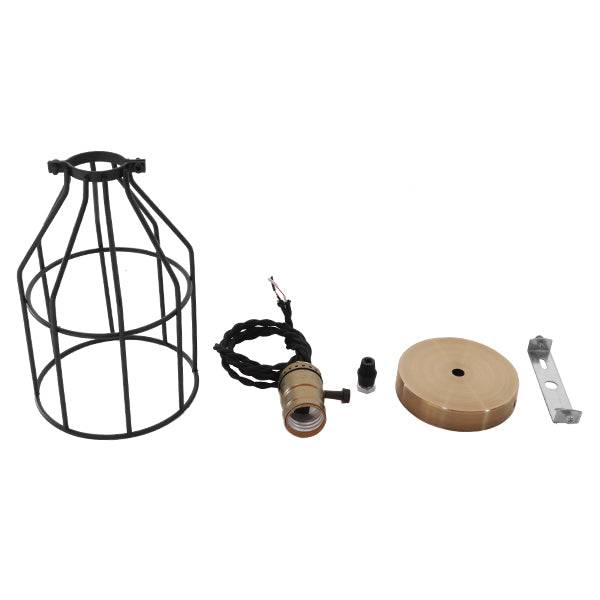 GloboStar® GALOT 01179 Vintage Industrial Κρεμαστό Φωτιστικό Οροφής Μονόφωτο Μαύρο Μεταλλικό Πλέγμα Φ14 x Y26cm - ledmania.gr