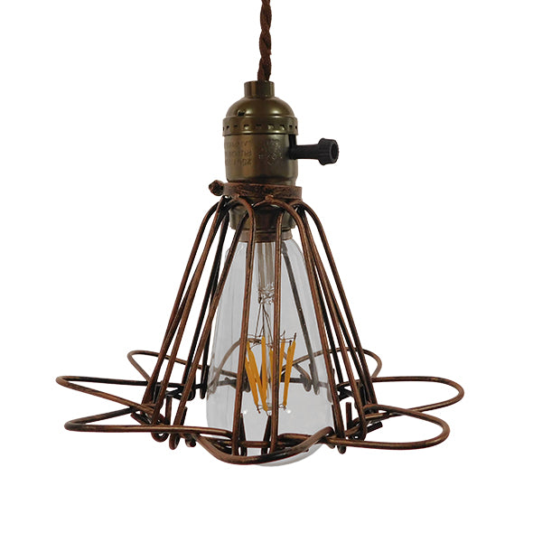GloboStar® FLOWER IRON RUST 01180 Vintage Industrial Κρεμαστό Φωτιστικό Οροφής Μονόφωτο Καφέ Σκουριά Μεταλλικό Πλέγμα Φ10 x Y20cm - ledmania.gr