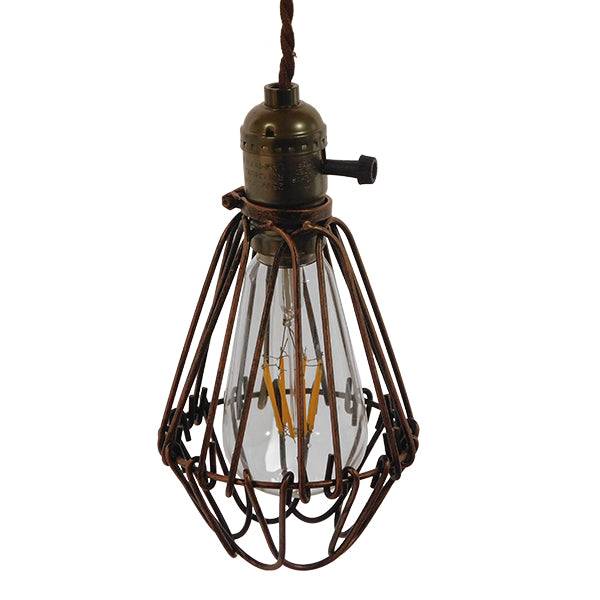 GloboStar® FLOWER IRON RUST 01180 Vintage Industrial Κρεμαστό Φωτιστικό Οροφής Μονόφωτο Καφέ Σκουριά Μεταλλικό Πλέγμα Φ10 x Y20cm - ledmania.gr