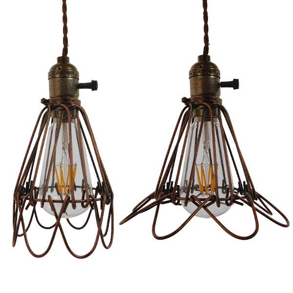 GloboStar® FLOWER IRON RUST 01180 Vintage Industrial Κρεμαστό Φωτιστικό Οροφής Μονόφωτο Καφέ Σκουριά Μεταλλικό Πλέγμα Φ10 x Y20cm - ledmania.gr