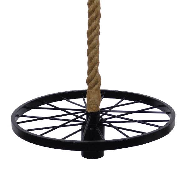 GloboStar® VELO 01185 Vintage Industrial Κρεμαστό Φωτιστικό Οροφής Μονόφωτο Μαύρο Μεταλλικό Πλέγμα με Μπεζ Σχοινί Φ30 x Y16cm - ledmania.gr
