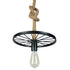 GloboStar® VELO 01185 Vintage Industrial Κρεμαστό Φωτιστικό Οροφής Μονόφωτο Μαύρο Μεταλλικό Πλέγμα με Μπεζ Σχοινί Φ30 x Y16cm - ledmania.gr