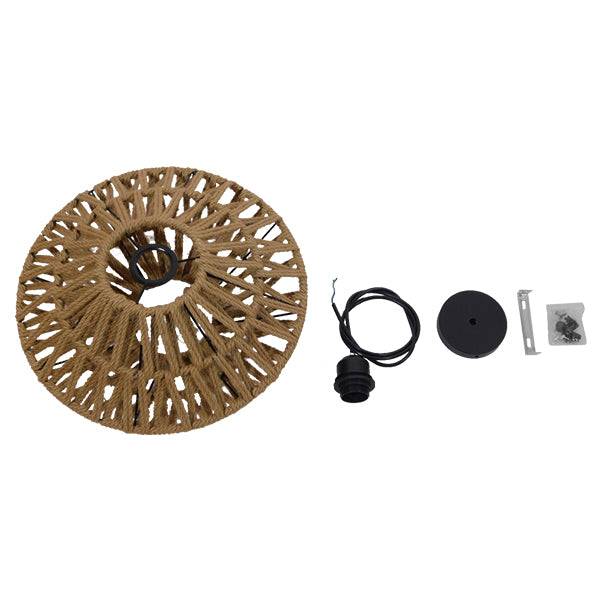 GloboStar® NATHLEN 01187 Vintage Κρεμαστό Φωτιστικό Οροφής Μονόφωτο Μαύρο Μεταλλικό Πλέγμα με Μπεζ Σχοινί Φ40 x Y20cm - ledmania.gr